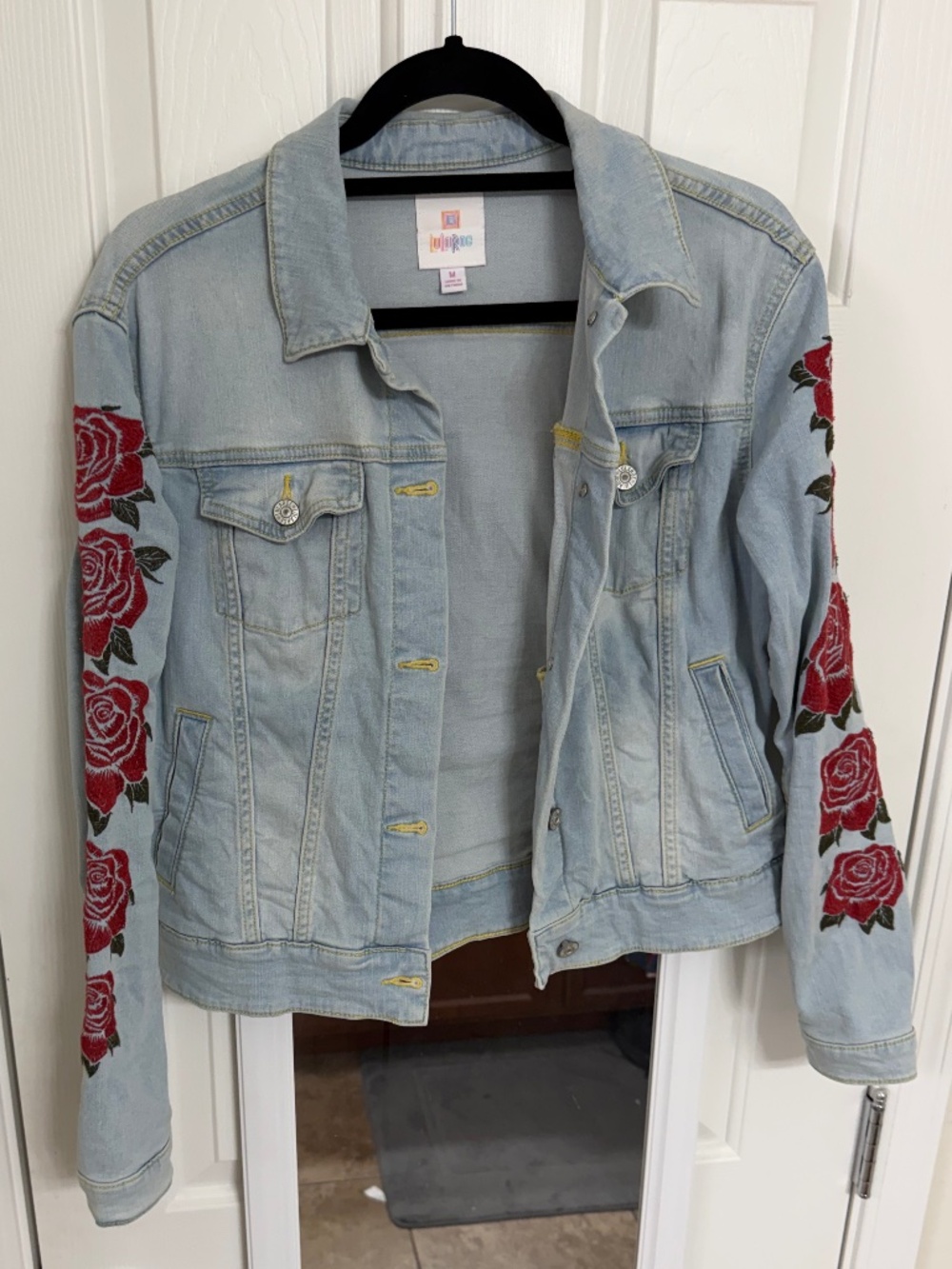 LulaRoe Harvey Embroidered Denim Jacket (M)